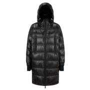 Zwarte Gewatteerde Jassen met Verstelbare Capuchon Moncler , Black , D...