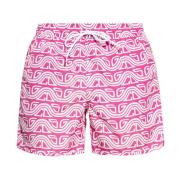 Gestreepte zwemshorts met logodetails Gcds , Pink , Heren