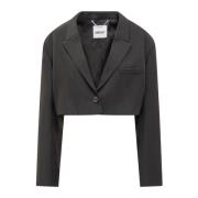 Stijlvolle V-hals Cropped Blazer Ambush , Black , Dames