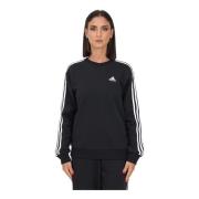 Zwart Essentials 3-Stripes Fleece Sweatshirt voor Dames Adidas , Black...