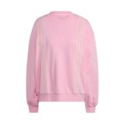 Oversized Katoenen Sweatshirt met Strepen Adidas , Pink , Dames