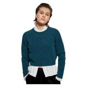 Teal Cropped Jumper Wool Mohair Raglan Antik Batik , Green , Dames