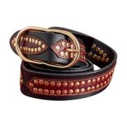 Jane studded leren Riem Antik Batik , Black , Dames