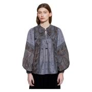 Hida print blouse Antik Batik , Gray , Dames