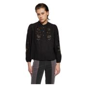 Isla geborduurde blouse Antik Batik , Black , Dames