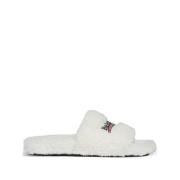 Witte Nep Shearling Slides Balenciaga , White , Dames