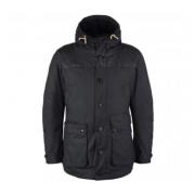 Moderne getailleerde gewaxte katoenen parka Barbour , Black , Heren