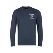 Navy Reed Crew Sweatshirt Barbour , Blue , Heren