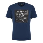 Vintage Print Race Tee Barbour , Blue , Heren