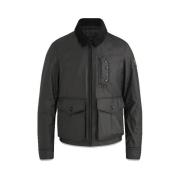 Zwarte Range Jas met Schapenvacht Trim Belstaff , Black , Heren