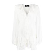 Mini Dress With Flounces Blumarine , White , Dames