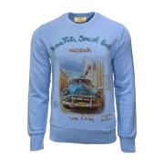 Vintage Blauwe Crew Neck Sweatshirt Bob , Blue , Heren