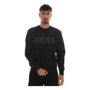 Maxi Logo Crewneck Sweatshirt Boss , Black , Heren