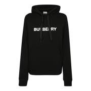 Casual Logo Print Hoodie Burberry , Black , Dames