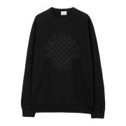 Geruit Katoenen Sweatshirt met Wapenschild Burberry , Black , Heren