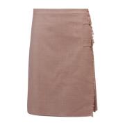 Beige Wol Geplooide Midi Rok Burberry , Beige , Dames