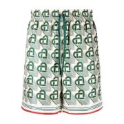 Groene Zijden Shorts met Hart Monogram Casablanca , Multicolor , Heren