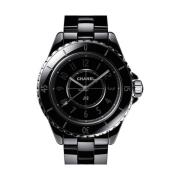 J12 Phantom Quartz 33mm Zwart Keramisch Horloge Chanel , Black , Dames