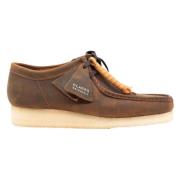 Waxleren Wallabee Schoenen Clarks , Brown , Heren