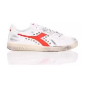 Handgemaakte Wit Rode Sneakers voor Heren Diadora , White , Heren