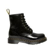 Zwarte Distressed Patent Laarzen Dr. Martens , Black , Dames