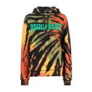Abstract-Print Katoenen Hoodie Dsquared2 , Multicolor , Dames