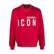 Iconisch Ronde Hals Sweatshirt in Rood Dsquared2 , Red , Heren