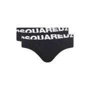 Comfortabele Stretch Briefs Twin Pack Dsquared2 , Black , Heren