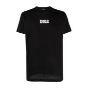 Zwart Logo-Print Katoenen T-shirt voor Heren Dsquared2 , Black , Heren