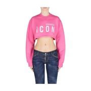 Icon Cropped Sweatshirt - Roze Dsquared2 , Pink , Dames