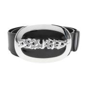 Leren Riem met Reliëf Logo - Zwart Dsquared2 , Black , Heren