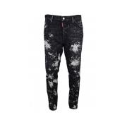 Stijlvolle heren Relax Long Crotch Jeans Dsquared2 , Black , Heren