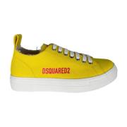 Gele Canvas Sneaker met Roze Print Dsquared2 , Yellow , Dames