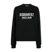 Zwart Geribbelde Crew-neck Sweatshirt Dsquared2 , Black , Dames