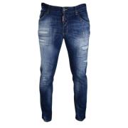 Slim-Fit Vervaagde Blauwe Jeans met Verfspatten Dsquared2 , Blue , Her...