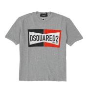 Twee-Tone Logo T-Shirt Dsquared2 , Gray , Heren