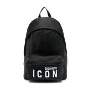 Iconische Logo-Print Rugzak Dsquared2 , Black , Heren