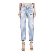 Stijlvolle Straight Jeans met verfspat details Dsquared2 , Blue , Dame...