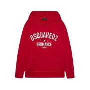 Oversized Katoenen Sweatshirt met Capuchon Dsquared2 , Red , Heren