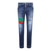 Blauwe Slim-Fit Jeans met Haakdetail Dsquared2 , Blue , Heren