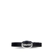 Zwarte leren riem met zilveren gesp Dsquared2 , Black , Dames