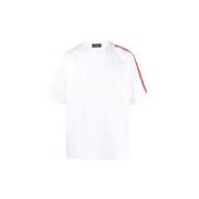 Witte T-shirt met rode schouderband Dsquared2 , White , Heren