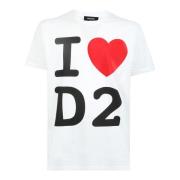 Katoenen T-shirt met grafische print Dsquared2 , White , Heren