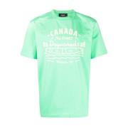 Limoengroen katoenen T-shirt voor heren Dsquared2 , Green , Heren