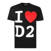 Stijlvolle Zwarte T-shirt voor Heren Dsquared2 , Black , Heren