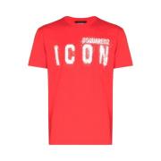 Rood Logo Print T-Shirt Dsquared2 , Red , Heren