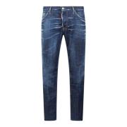 Gewassen Blauwe Slim-Fit Denim Jeans Dsquared2 , Blue , Heren