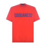 Rode Regular Fit T-Shirts Dsquared2 , Red , Heren