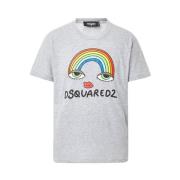 Regenboog-Print T-Shirt, Regular Fit Dsquared2 , Gray , Heren