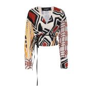 Abstract Wrap Blouse Dsquared2 , Beige , Dames